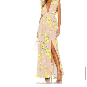 Floral Maxi Dress in Yellow and Tan